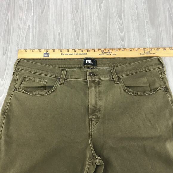 PAIGE Lennox JEANS Smokey Green Pants Men's 40 Stretch Casual - Picture 9 of 12